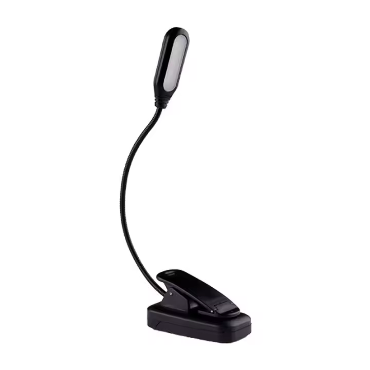 Lámpara de lectura con clip para lectura nocturna y viajes, recargable con 5 LED, flexible para el cuello de 360°. - 1
