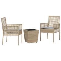 Conjunto de bistro de jardín de 3 piezas vidaXL con cojines Beige de polirratán - details 1