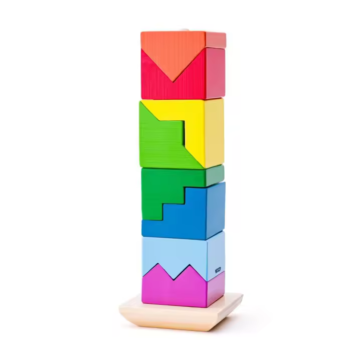 Juguete educativo Torre de madera encajables para apilar formas en colores Woody - 1