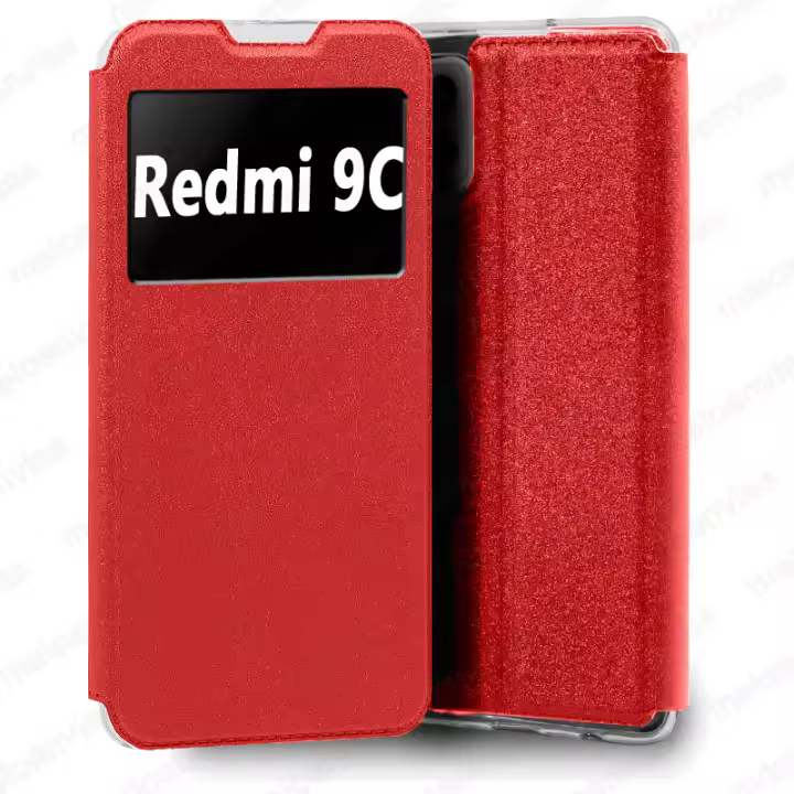 Funda para Xiaomi Redmi 9C Soporte para Libro con Ventana Protección Completa de 360 ​​Grados - Protector de Vidrio Templado Opcional, Meloenvias mle25 - 1
