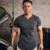 Camiseta De Hombre Para Running Y Fitness Con Cuello En V Estilo Slim Fit Moda Casual Tees De Polyester Transpirable Para Verano - details 2