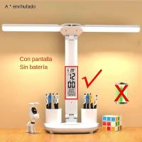 Lámpara De Mesa LED Con Reloj Y 2 Cabezas Rotativas 180° Luz Nocturna Táctil Recargable Por USB Protección Ocular Para Lectura - details 8