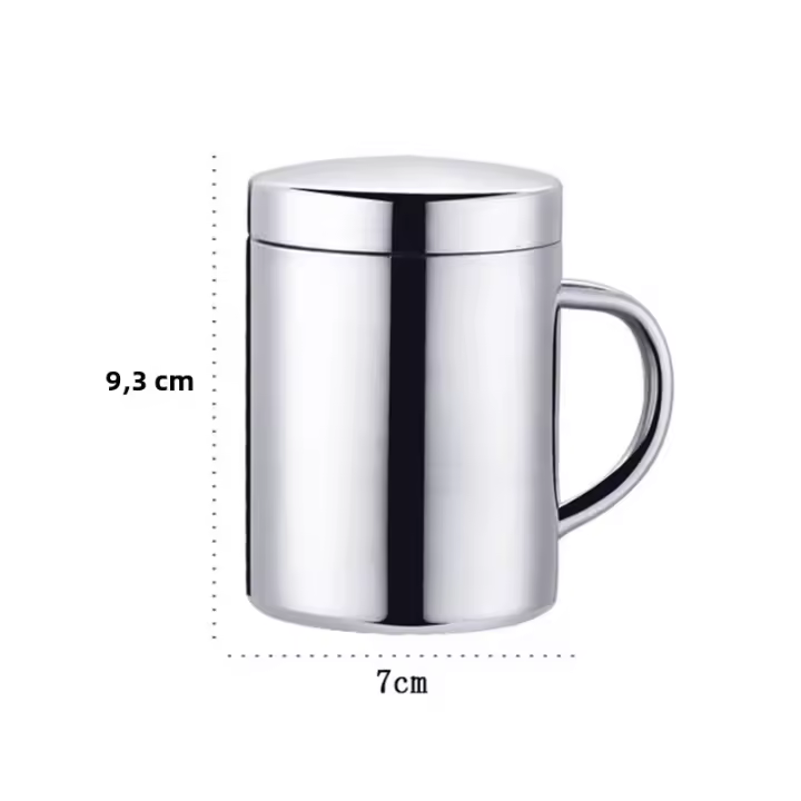 Taza De Café De Acero Inoxidable Con Doble Capa Y Tapa Tumbler Portátil Para Viaje Copa De Leche Y Té Para La Oficina - 1