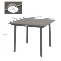 Mesa de Jardín Mesa de Comedor 4 Personas Agujero para Sombrilla Mesa de Patio Base de Listones HDPE Gris Oscuro 90x90x75cm - details 6