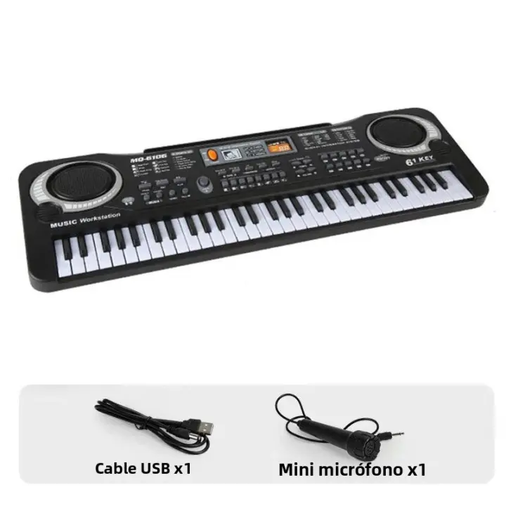 Teclado De Piano Electrónico Para Niños Con Microfono 61 Teclas Instrumento Musical Educativo Regalo Para Niño Principiante - 1