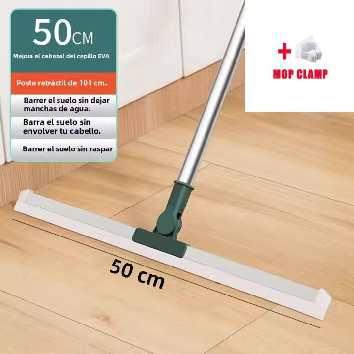 Escobilla De Piso Multifuncional De Silicona Con Mango Retráctil Fregadero Absorbente De Agua Para Ventanas Y Limpieza Del Hogar - 1