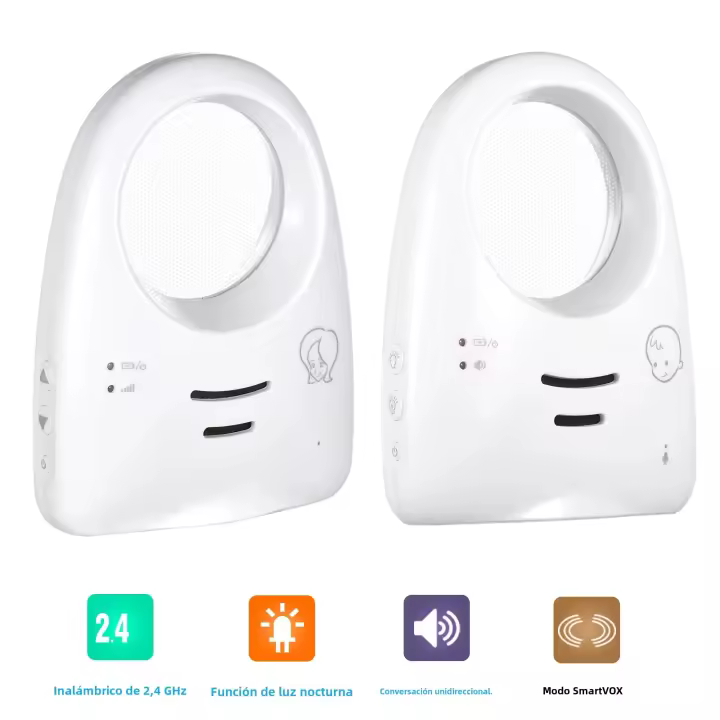 Monitor De Bebé Digital Portátil Con Audio Y Voz Unidireccional Transmisión Inalámbrica De 2.4GHz Detector De Lloros Claro Sensibilidad Alta Tamaño Compacto - 1