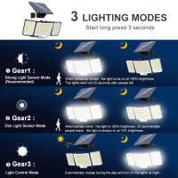 Lámpara Solar Exterior Con Sensor De Movimiento 348LED Luz De Seguridad Impermeable Para Jardín Y Garage Potente Spot Solar Incluido - details 11