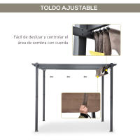 Outsunny Pérgola de Aluminio Gazebo Cenador 3x3m para Jardín Patio o Terraza con Techo Retráctil Tela Poliéster Resistente a Agua y UV - details 0