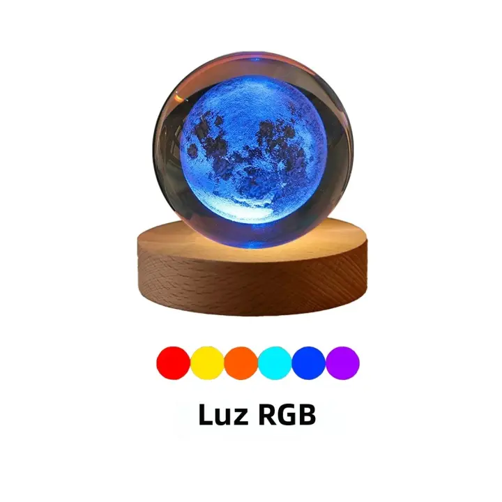 Lámpara De Noche LED Creativa Con Galaxia Milky Way En Cristal 6CM RGB Para Decoración De Habitación De Niños Luz Ambiental Del Sólido Del Sistema Solar - 1