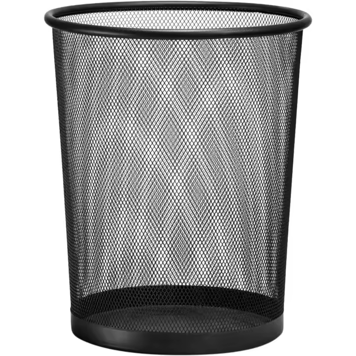 19L mesh metal bin black| Wire Mesh Waste Paper Basket | Round wastebasket - 1