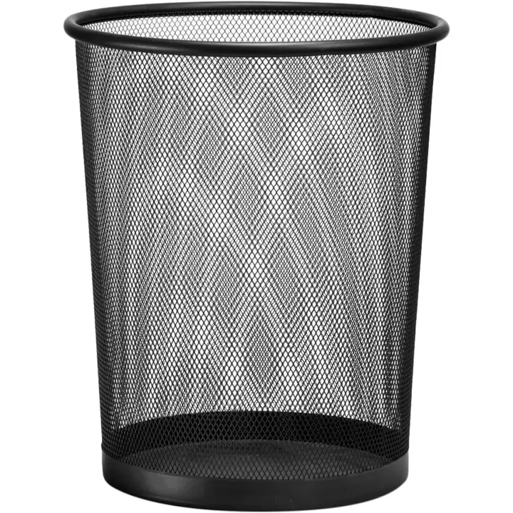 19L mesh metal bin black| Wire Mesh Waste Paper Basket | Round wastebasket - 1