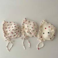 Gorro De Bebé Muslin Nuevo Con Puntos Y Flores Para Niñas Y Niños Gorro De Invierno Ajustable Para Bebés De 0-12 Meses Accesorios Infantiles Estilo Coreano - details 1