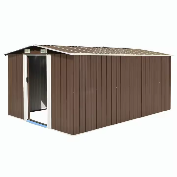 vidaXL CASETA DE JARDÍN METAL MARRÓN 257X392X181 CM - 1