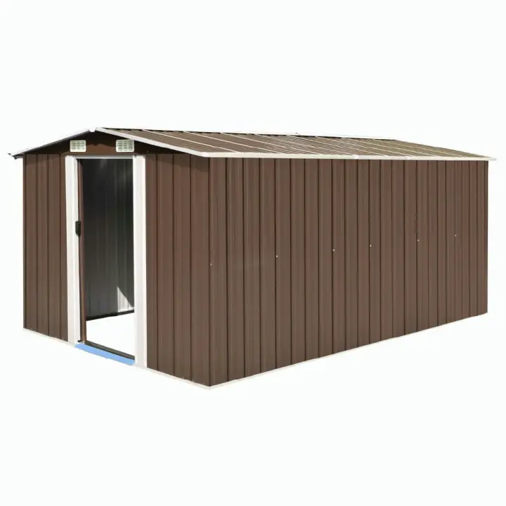 vidaXL CASETA DE JARDÍN METAL MARRÓN 257X392X181 CM - 1