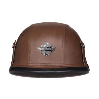 Casco De Motocicleta Retro Vintage Marrón Para Hombres Casco Moto PU Scooter Cafe Racer Para Verano Protección Ciclismo Bicicleta - details 2
