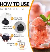 4 piezas de hielo grande fabricante de bolas con tapa a prueba de fugas | Moldes de cubos de hielo redondos de silicona de grado alimenticio Fáciles de sacar | Molde de cubo de hielo de esfera - details 2