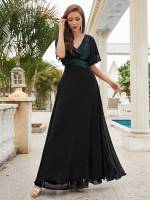Vestido De Novia Sastre Unithorse Elegante Con Encaje Y Mariposa En Manga Chiffon Para Damas De Honor V-Neck Largo Al Piso - details 45