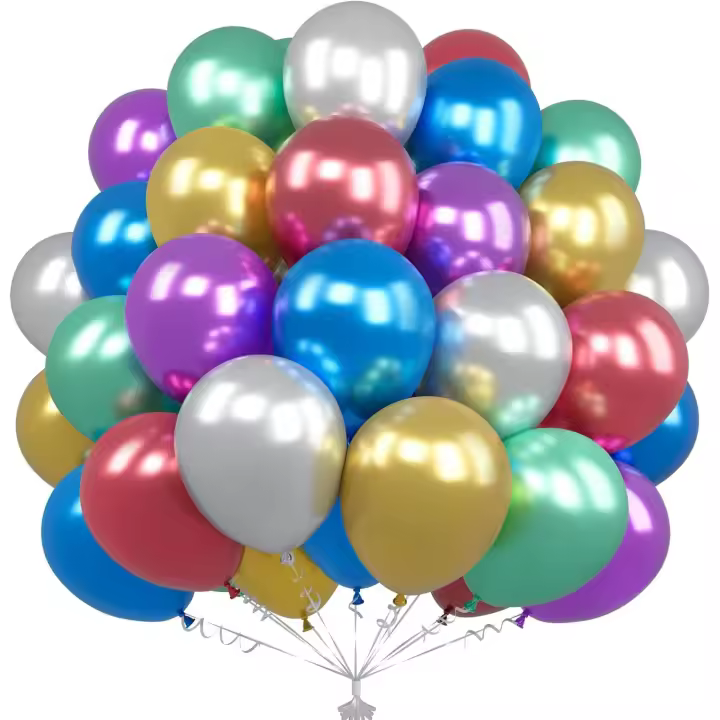 Unisun Ballons Arc-En-Ciel Métalliques, 50 Pièces 12 Pouces Multicolores Chromés Pour Femmes Hommes Garçons Fête d'Anniversaire Mariage Fiançailles Remise Diplôme Festival - 1