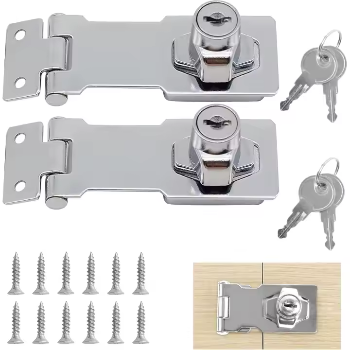 2 cerrojos para cerradura de puerta, cerraduras con llave de 2,5 pulgadas con candado para puerta de cajón de gabinete, plateados - 1