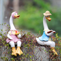 2Pcs Escultura De Pato Leemos Pareja Animales Adornos De Jardín Y Patio Decoración Interior Y Exterior Resina Regalo - details 2