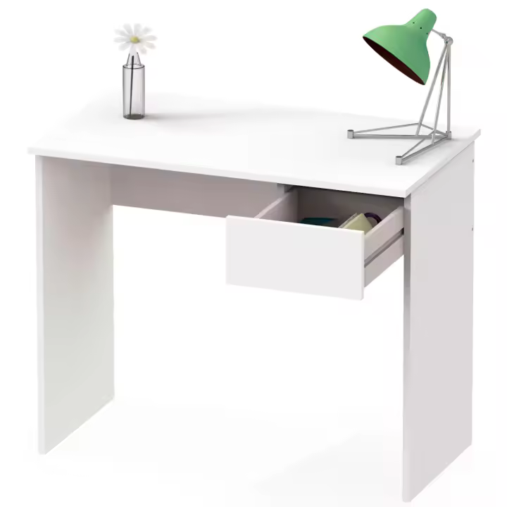 Briebe Nova Escritorio, Mesa de Ordenador 75x90x50cm, 1 Cajón, Oficina, Habitación Juvenil, Desk, , Blanco - 1