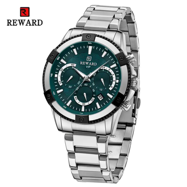Reloj Casual REWARD Para Hombres Lujo Acero Inoxidable Reloj De Pulsera Moda Cuarzo Impermeable Luminoso Fecha Manos Lucientes - 1
