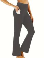 Leggings De Yoga Para Mujer Cintura Alta Levanta Glúteos Estilo Flare Duraderos Elásticos Con Bolsillos Adecuados Para Todas Las Estaciones - details 13