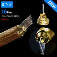100PC 3 Filas 16Pines Nano Hojas De Microblading Agujas De Maquillaje Permanente Para Tatuaje De Cejas 3D Bordado Ojo Nanonegros De Acero Inoxidable 316L - details 7