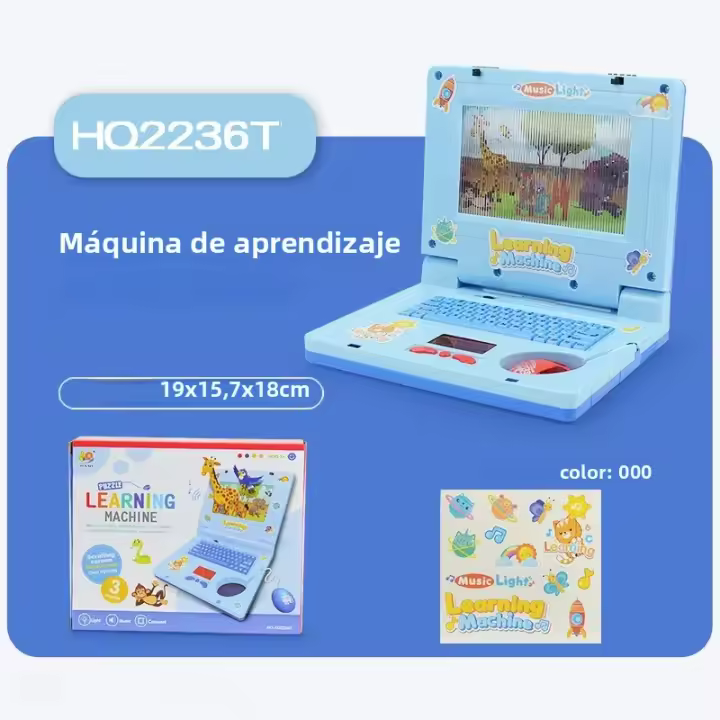 Consola De Juego Educativa Para Niños Infantil Laptop De Dibujos Animados Con Luz Y Música Simulación De Ratón Juguetes Iluminados Para Niños Regalos Aprendizaje Temprano - 1