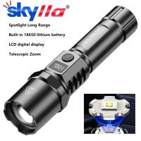Linterna Táctica LED Portátil De Alta Potencia 30W Con Recarga Tipo-C Y Batería 18650 Zoom Telescópico Impermeable Para Expediciones Y Deportes Nocturnos - details 0