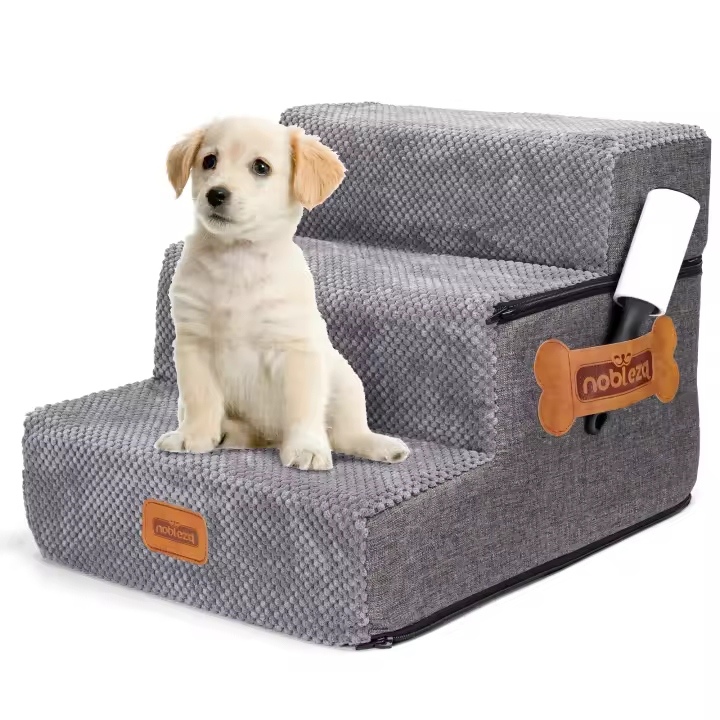 Nobleza - Escalera para Perros, Rampa para Perros, Escalera para Cama de Perros Pequeños para Perros y Gatos, Escaleras para Perros Mascotas de 3 /4/5Escalones con Rodillo Quitapelusas - 1