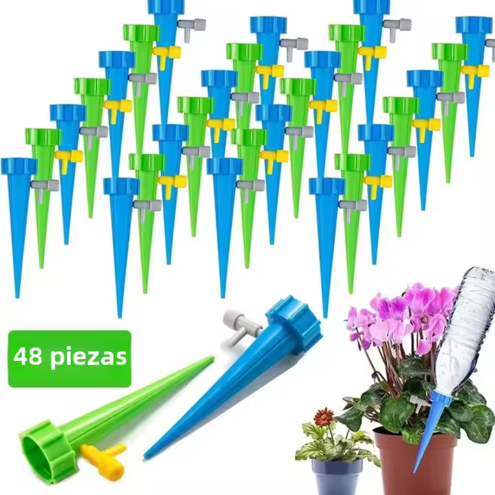 Sistema De Riego Por Derrame Automático 48pcs Kit De Rociador Para Plantas Inserto De Autorelleno Para Macetas Jardín - 1