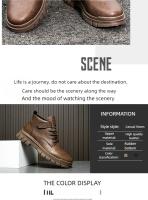 Botas Casuales Para Hombre Verano Otoño Trabajo British Antideslizante Suela Suave Comodidad Exterior Media Altura Cuero Botas Hombre Zapatos - details 5