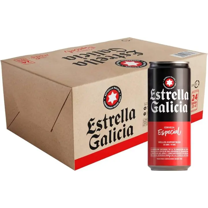 Cerveza Lager Especial Estrella Galicia - Pack de 24 Latas de 330ML - Compra en Línea - 1