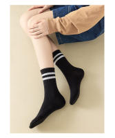 FINETOO Calcetines Unisex Estilo Harajuku Con 3 Rayas En Colores Sólidos Algodón Casuales Para Parejas Skateboard Negro Blanco - details 4