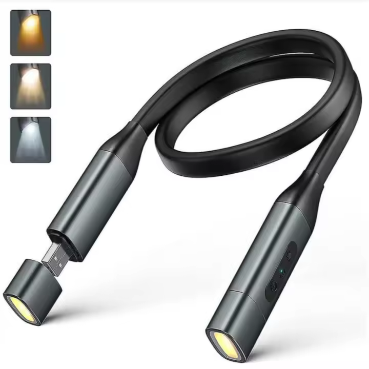 Lámpara de Lectura para el cuello, 1100 mAh, Luz LED flexible para Libros para Leer EN LA Cama por la noche, Luces Manos Libres para Leer, Correr, acampar, tejer, Coser, Girasol - 1