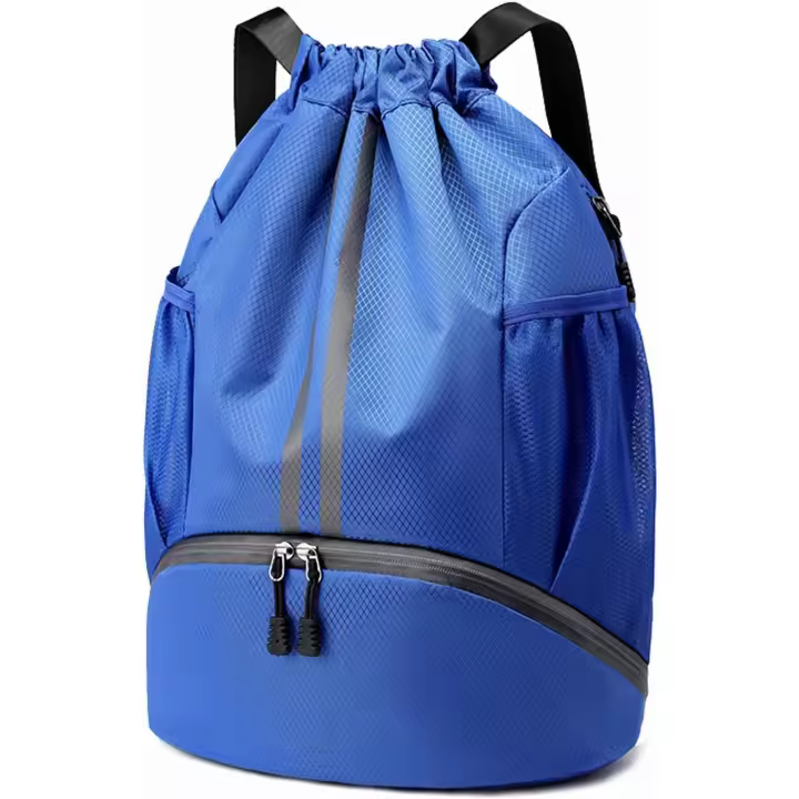 Mochila deportiva con cordón - Bolsa de gimnasio con cordón para natación con compartimento para zapatos y bolsillo impermeable para mujeres y hombres - 1
