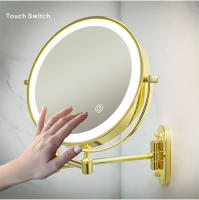 Espejo De Maquillaje Montado En La Pared 8 Pulgadas Negro Con Luz LED De 3X-10X Magnificación Doble Cara Para Baño Y Cosméticos - details 11
