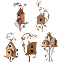 Palo De Casa De Pájaros Para Jardín Metálico Arte De Hierro Alimentador De Aves Casa De Pájaros Para Exterior Decoración De Jardín Y Courtyard - details 5
