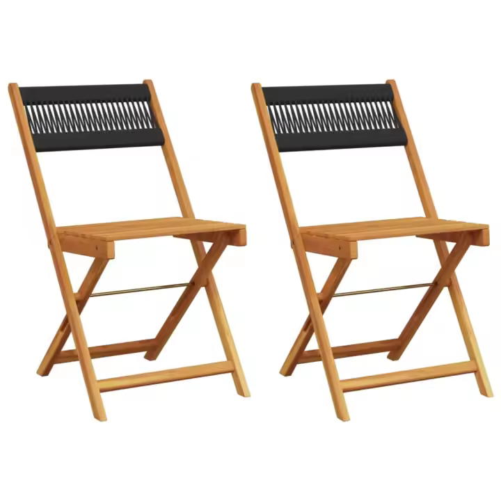 Madera de Acacia y Cuerda Negro Sillas de bostró 2 UDS - 1