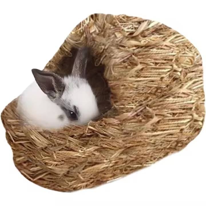 Nido de mascotas-Cama natural y Nedo de Hierba, Nido tejido para mascotas, Cama Tejida para mascotas Hierba y juegos para cobayas Chinchillas y Conejos - 1