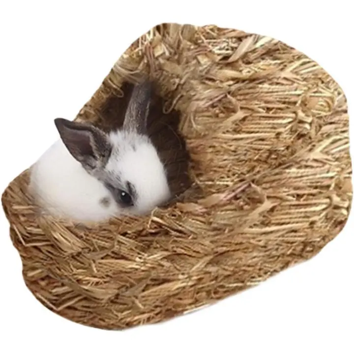 Nido de mascotas-Cama natural y Nedo de Hierba, Nido tejido para mascotas, Cama Tejida para mascotas Hierba y juegos para cobayas Chinchillas y Conejos - 1