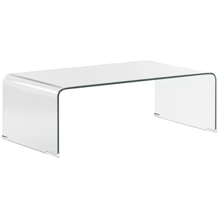 Mesa De Centro De Cristal Curvado - Medida Exclusiva 100 cm - DECOLUNAHOME - 1