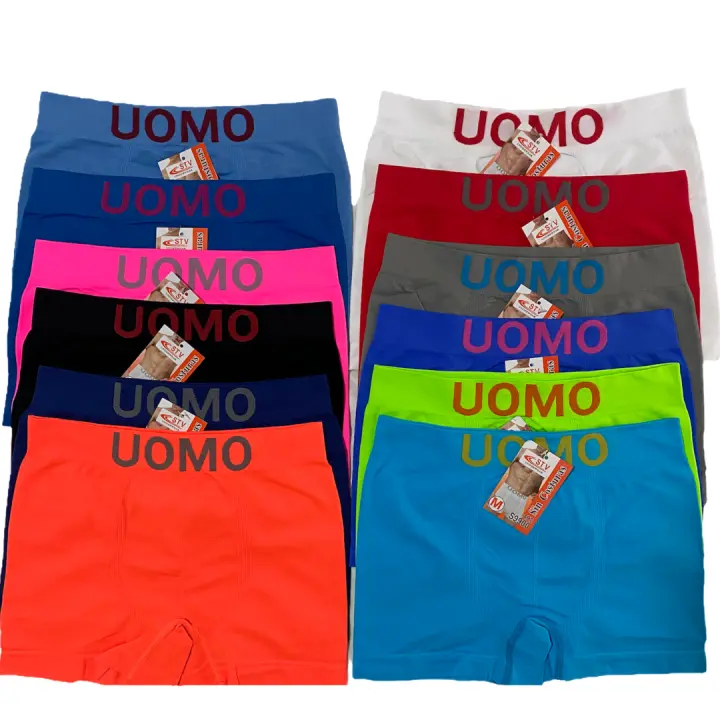 KROWN - Pack de 12 Calzoncillos Boxer UOMO Talla S - M - L - XL Sin Costuras Ropa Interior Slip Hombre Sexy Calzones Bombacho Pantalones Cortos Calzón. Surtido de Colores, Poliéster, Fluorescentes - 1