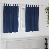 Cortinas Opacas vidaXL con Lazos de Colgar 2 pcs Azul Marino de Terciopelo - details 0