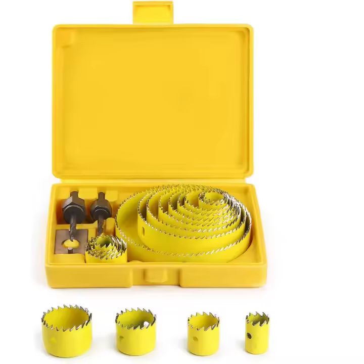 Caja Corona Corona, Corona Coronas Trepan Ø19~127mm Kit Completo En Caja Con Mandriles Y Dispositivos Para Madera Yeso Plástico PVC Fabricada En Acero Templado De Alta Calidad A3 - 1