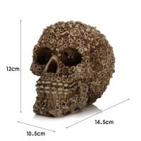 Estatua Decorativa De Calavera Con Engranajes En Resina Estilo Mecánico Adorno Artístico Para El Hogar Y Decoración De Halloween - details 4