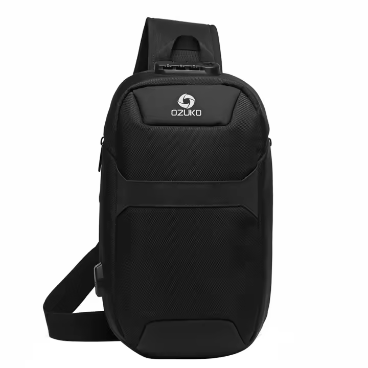 Bolso de Pecho para Hombre ozuko Portátil de Gran Capacidad Multifuncional Impermeable con Puerto de Carga USB y Cierre Lock - 1