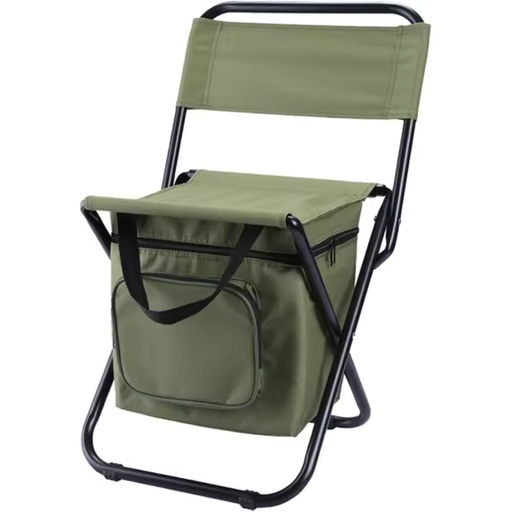 Silla de pesca con refrigerador, silla plegable portátil impermeable, bolsa de asiento tipo mochila, taburete de pesca antideslizante para interiores, - 1
